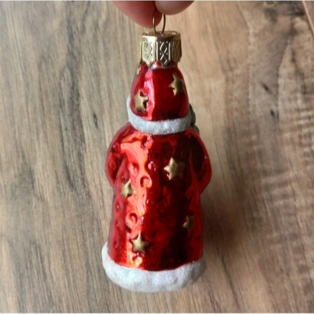 4" White Glitter Red Glass Santa Claus Christmas Ornament - Picture 4 of 6